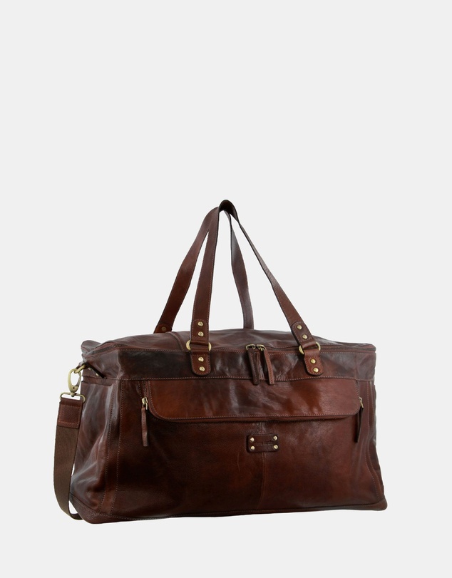 Pierre Cardin - Pierre Cardin Burnished Leather Multi-Compartment Overnight Bag