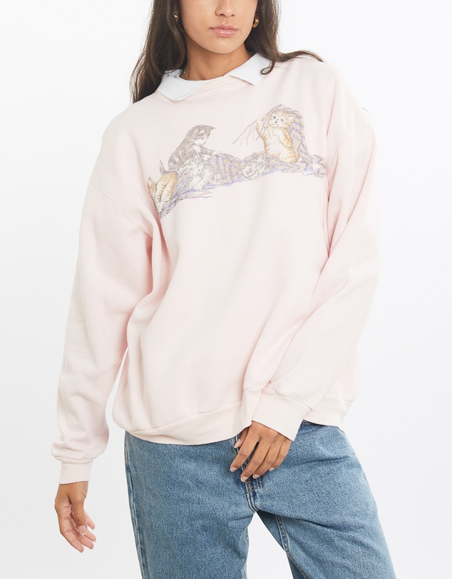 Vintage by The Real Deal - Pre Loved - Vintage 90s Kitten Collared Sweatshirt