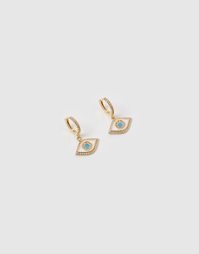 Izoa - Evil Eye Huggie Earrings