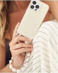 LOUVE COLLECTION - Coconut Phone Case + Pearl & Gold Wristlet