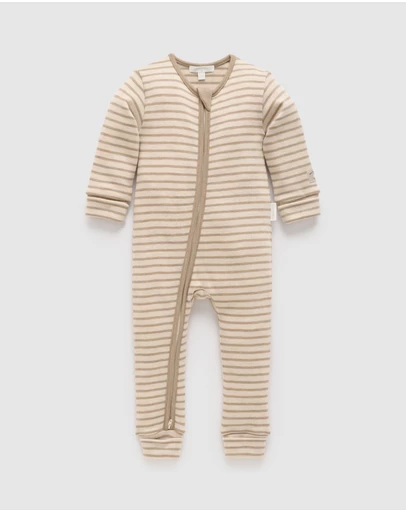 Purebaby - Striped Merino Growsuit -Kids-Babies