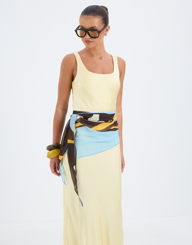 Calli - Wren Floral Print Scarf Maxi Dress