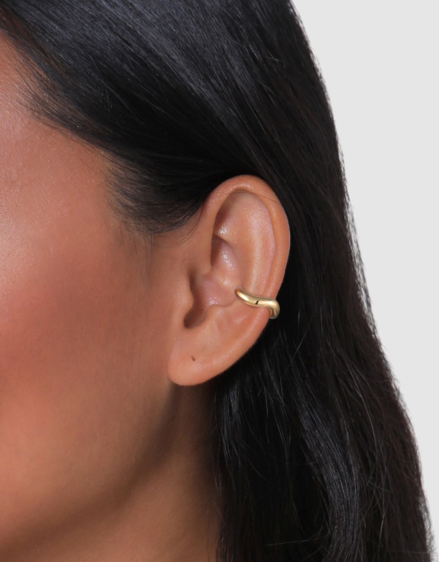 Elli Jewelry - Earrings Earcuff Waves Design in 925 Sterling Silver Gold Plated