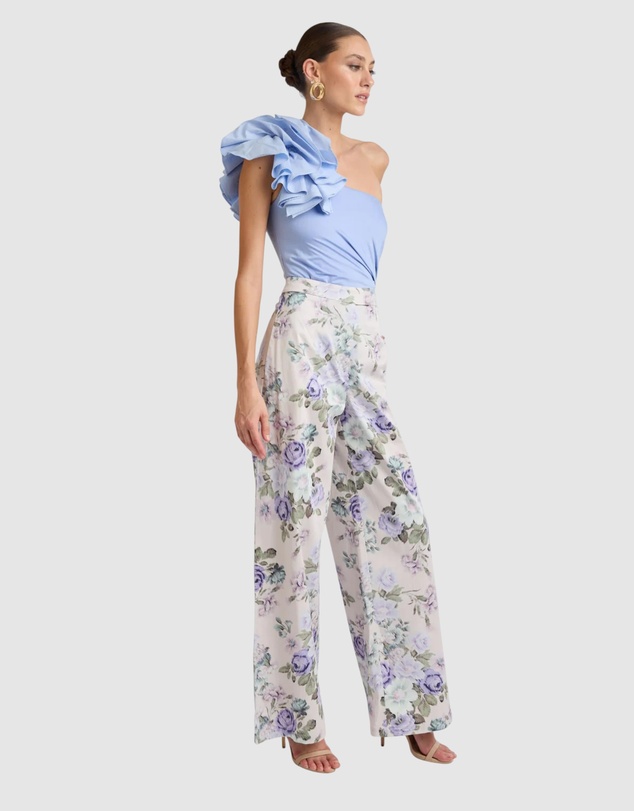 Honey and Beau - Lorena One Shoulder Ruffle Bodysuit