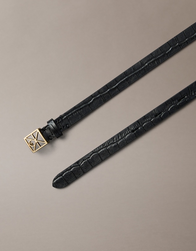 Calvin Klein - Leather Croc Emblem Buckle Belt
