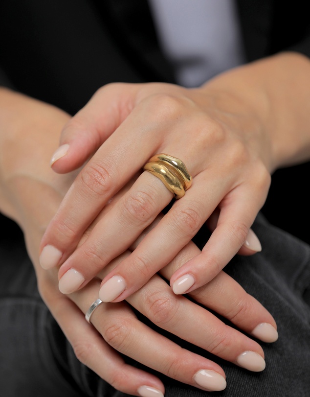 Elli Jewelry - Ring Chunky Organic Structure 925 Sterling Silver Gold-Plated