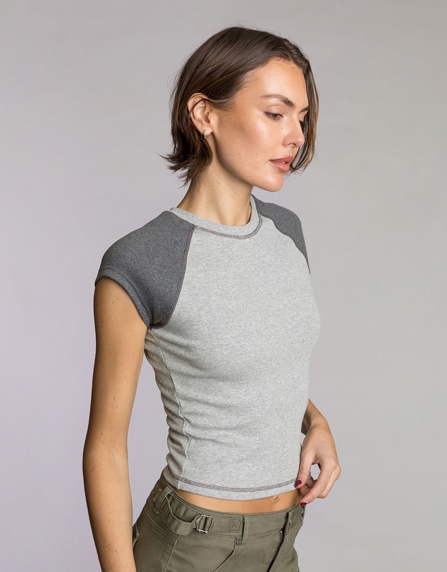 Love and Nostalgia - Min Rib Raglan Tee - Grey Marle