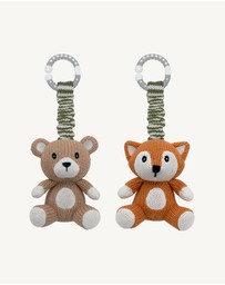 Living Textiles - 2 Pack Stroller Toys - Bear & Fox