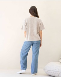Angel Maternity - Adele Short Sleeve Maternity Knit Cardigan - Apricot