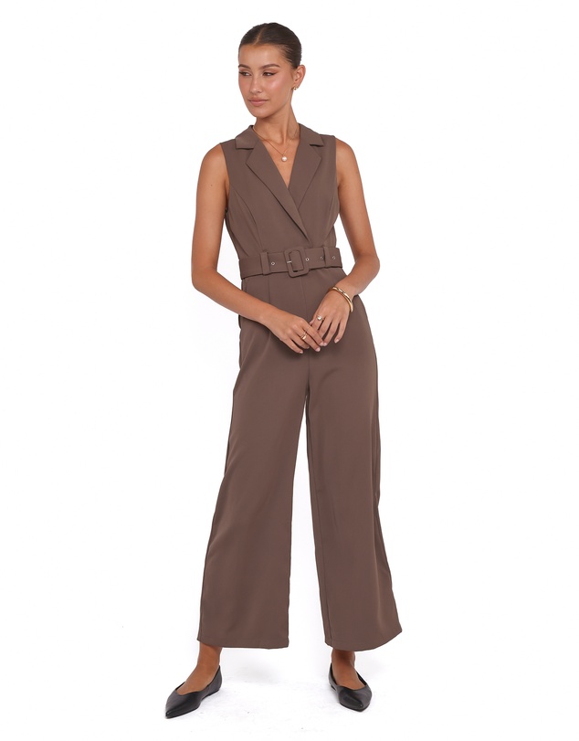 Petal & Pup - Sienna Belted Jumpsuit - Khaki Brown