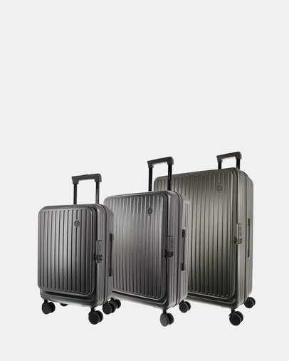 Pierre Cardin - Pierre Cardin Front-Opener 3 Piece Hard Shell Luggage Set in Pewter