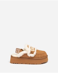 Ozwear Connection Uggs - Ugg Violet Shearling Platform Slipper (Elastic Logo) (Detachable Feature)
