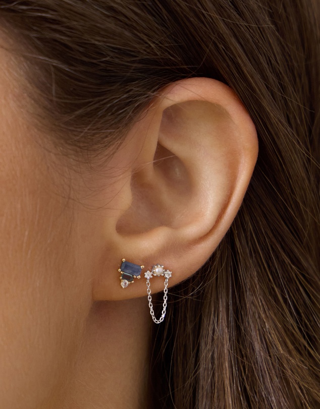 Wanderlust + Co - Moonlight 925 Sterling Silver Flat Back Earring