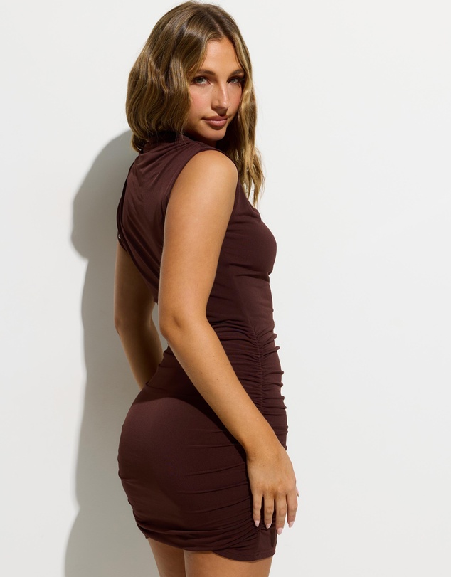 Dazie - Eyelet Sleeve Draped Mini Dress