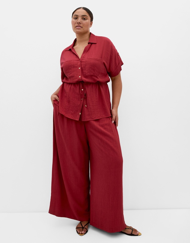 City Chic - Plus size Aria Cinched Shirt - sienna