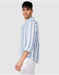 Vacay Swimwear - Blue Stripe Linen Shirt