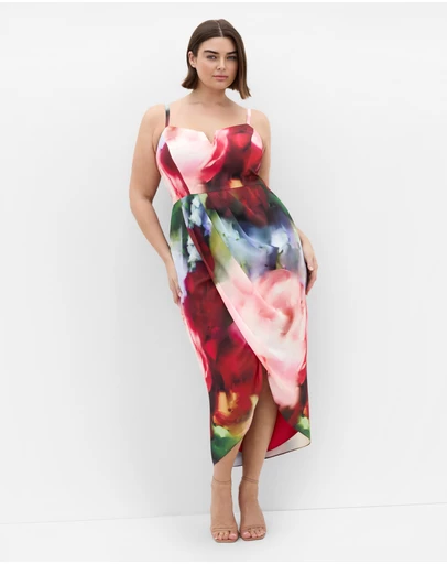 City Chic - Sassy Floral Print Tulip Midi Dress