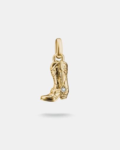 THOMAS SABO - Gold-Plated Cowboy Boot Charm with White Zirconia