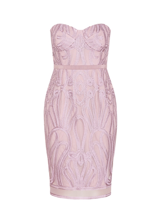 City Chic - Plus size Antonia Strapless Midi Dress - dusty mauve