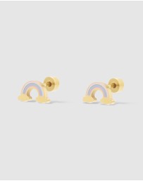 Wanderlust + Co - Rainbow Enamel Gold Flat Back Earrings