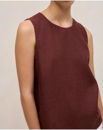 Trenery - Delave Linen Shell Tank in Espresso