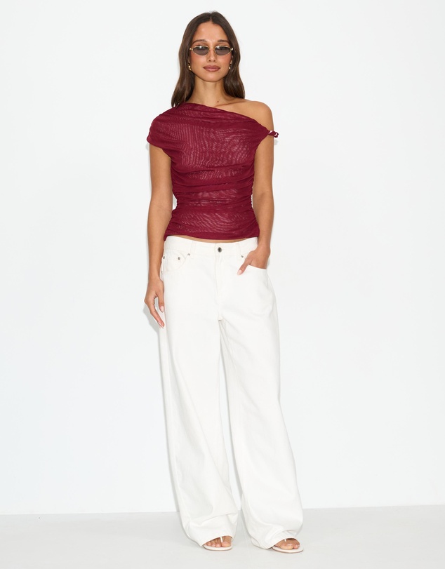 Dazie - Santino Contrast Mesh One Shoulder Top