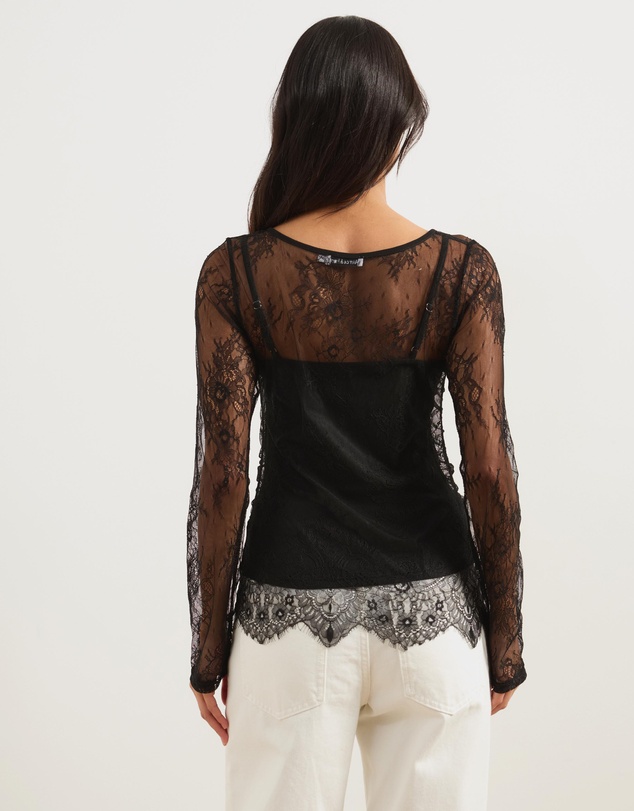 Atmos&Here - Gigi Chantilly Lace Long Sleeve Top With Removeable Cami
