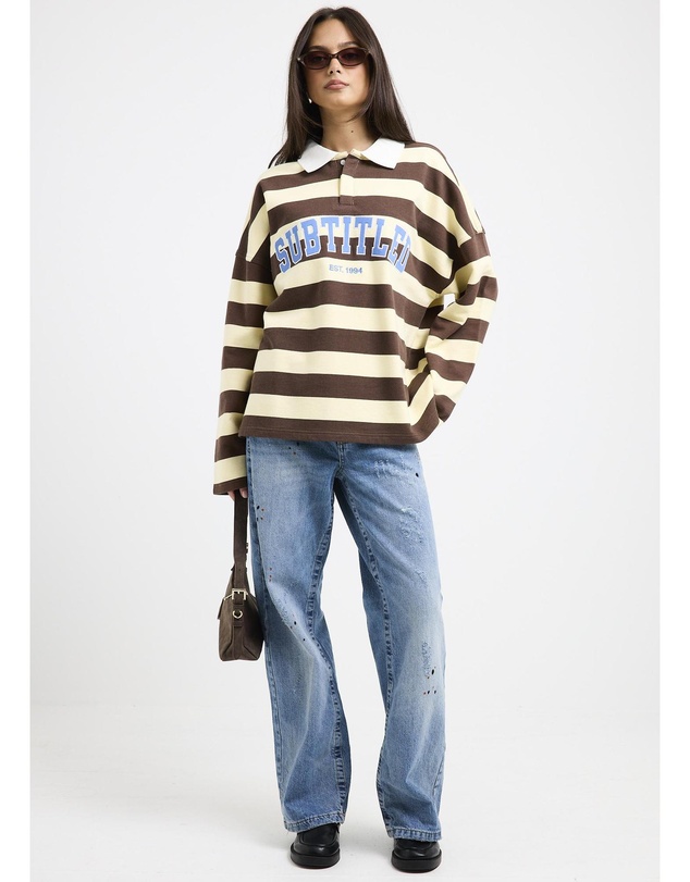 Subtitled - Portland Striped Polo Sweat Shirt