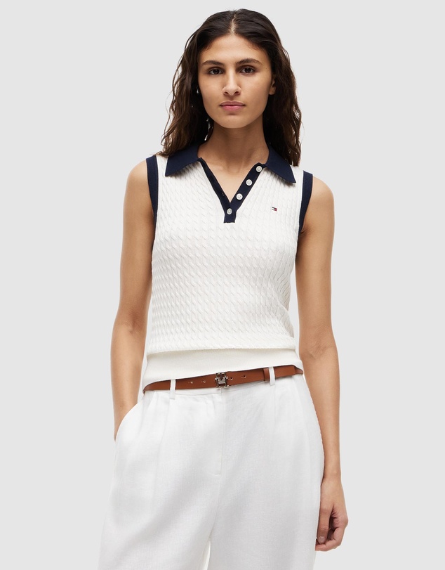 Tommy Hilfiger - Fine Gauge Cable Sleeveless Polo