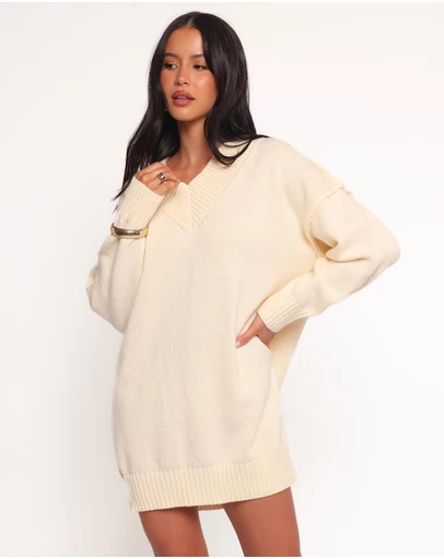 Petal & Pup - Sancia Knit Mini Dress - Cream
