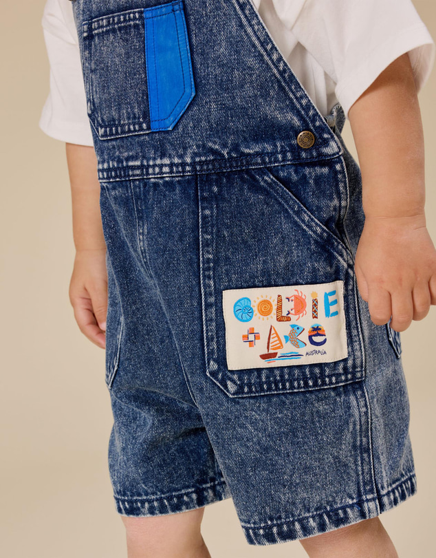 Goldie + Ace - Primary Pop Burton Denim Overalls - Babies-Kids