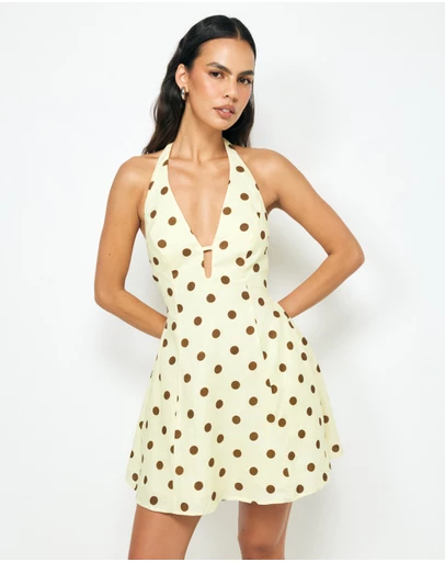 AERE - Tala Linen Halter Mini Dress