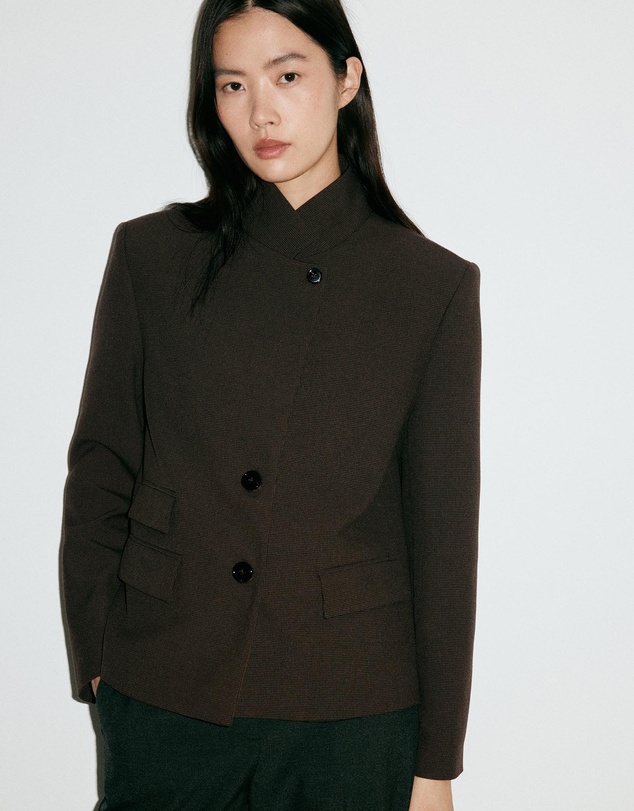 M.N.G - Houndstooth Blazer with High Neck