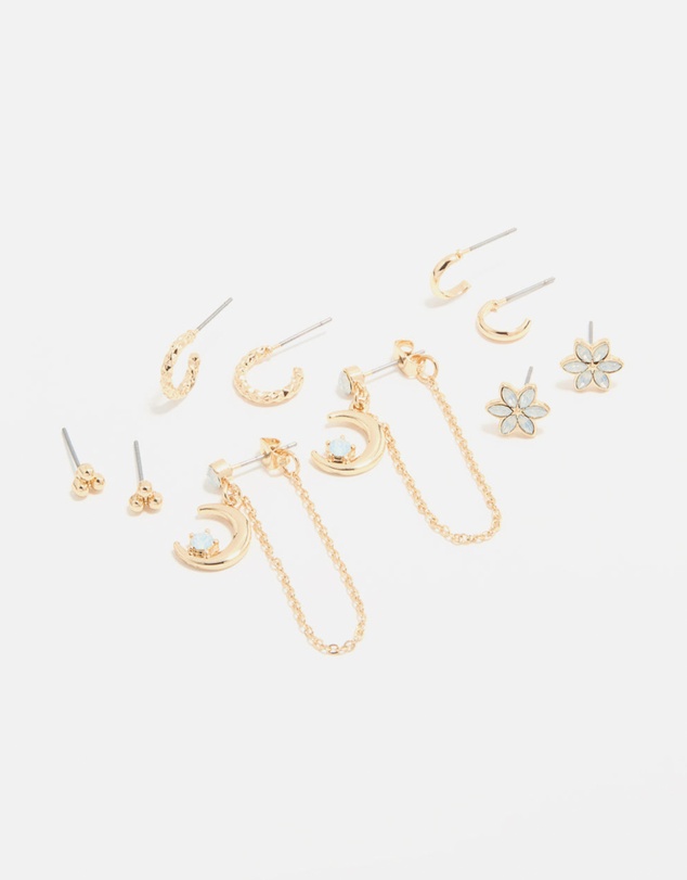Lovisa - Gold Celestial Stacker Earrings 5-Pack