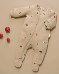 Purebaby - Embroidered Fleece Growsuit -Kids-Babies