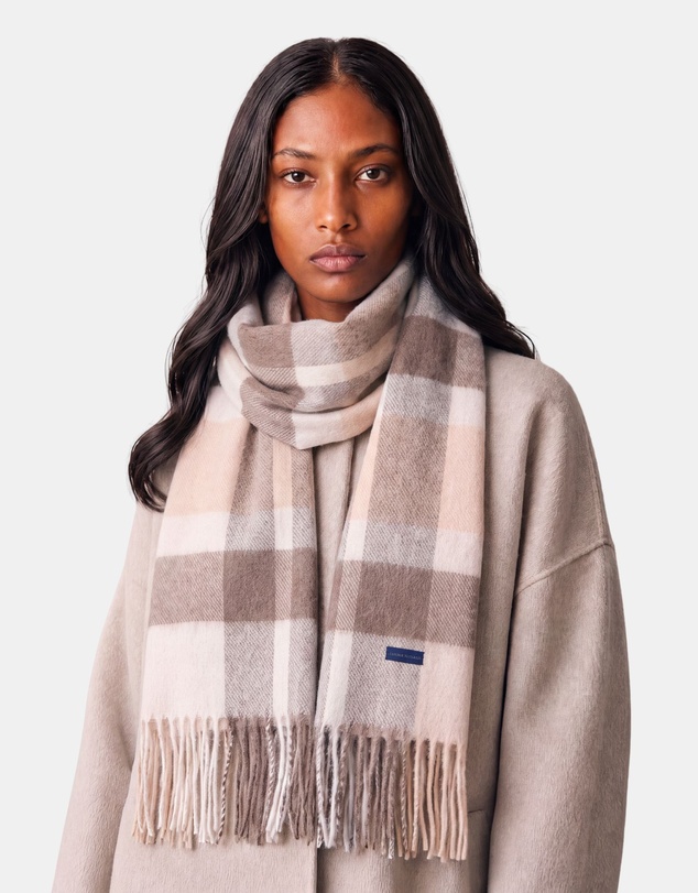 Henry Bucks - HENRY BUCKS Merino Wool Check Scarf BROWN MULTI