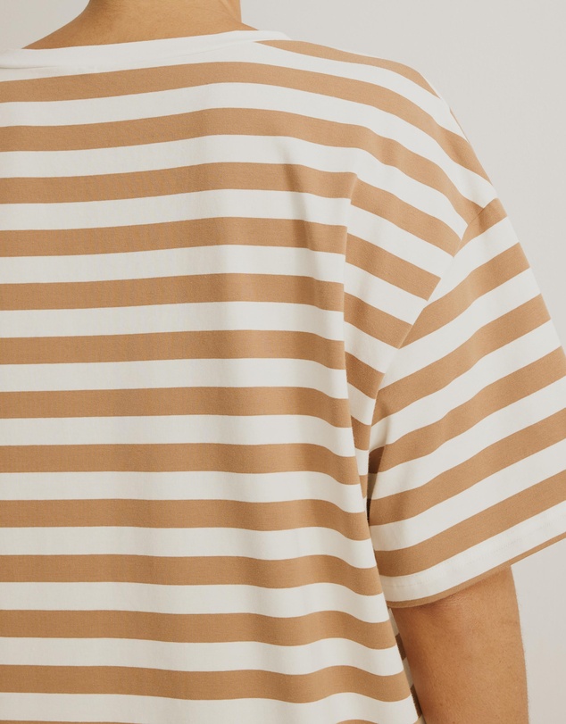 Atmos&Here Curvy - Jessica Striped V-Neck Relaxed Tee