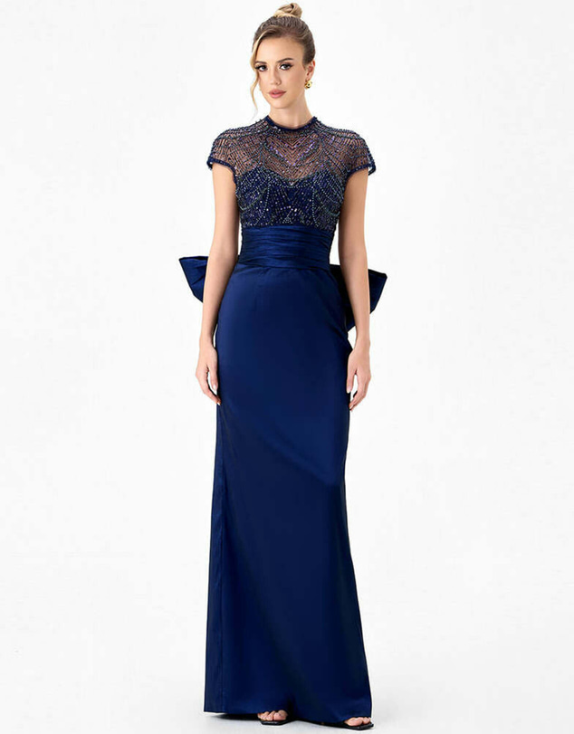 Bariano - Veena Sheer Illusion Gown