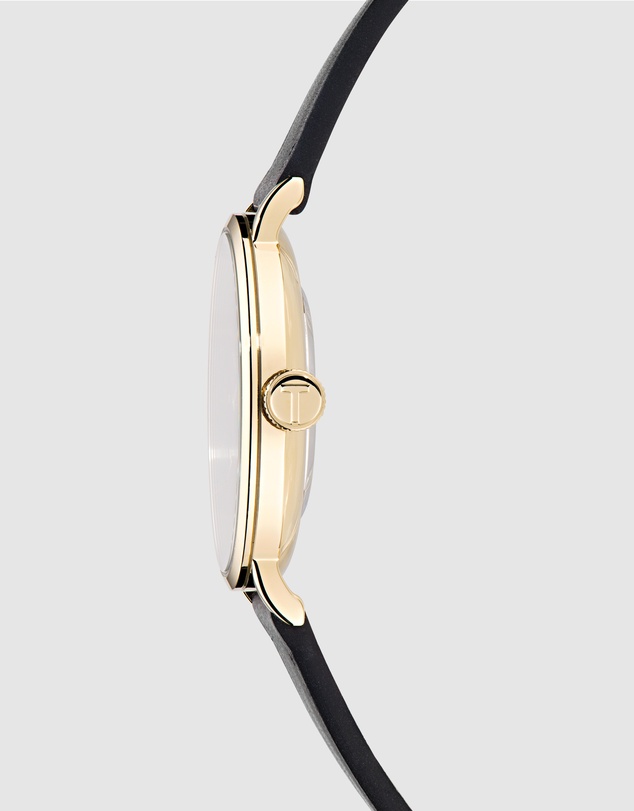 Ted Baker - Staciie Gents Gold-Tone Black Leather Watch