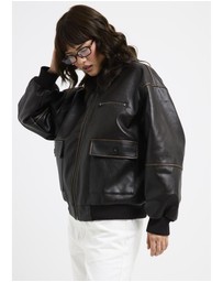 Alice In The Eve - Cody Fur Trim Distressed PU Jacket