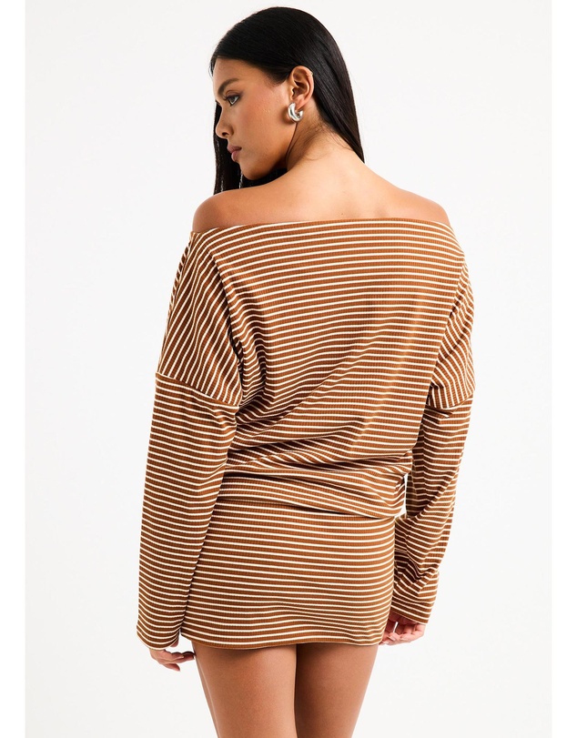 Insight - Dara Stripe Off Shoulder Mini Dress