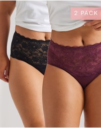 Kayser - 2 Pack Daily Essentials Cotton & Floral Lace Full Brief (465 )