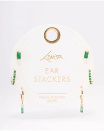Lovisa - Gold Plated Brass Baguette Stud & Huggie Earring Pack