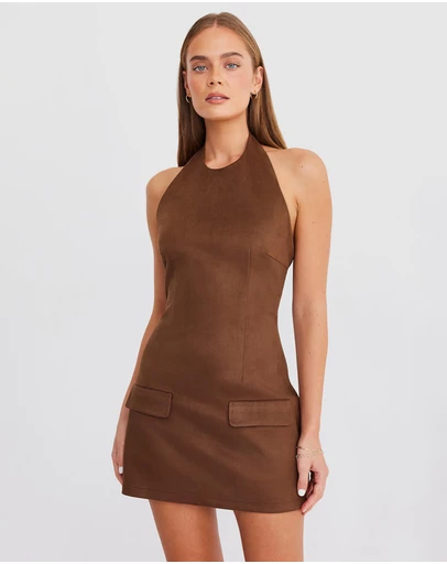 SNDYS - Amelia Suede Halter Mini Dress