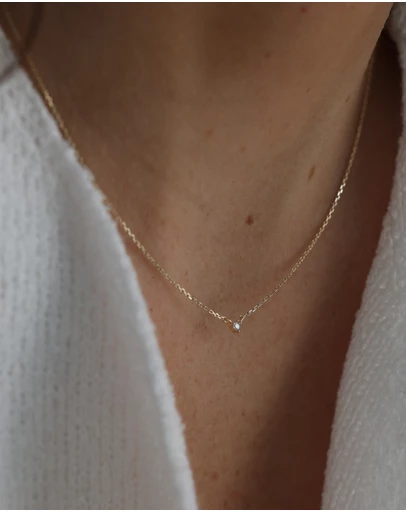 Luna Rae - Solid Gold - Petite Diamond Necklace Single