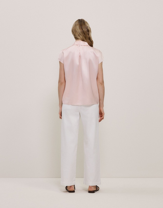 Trenery - Silk Satin Cap Sleeve Shirt in Blossom Pink