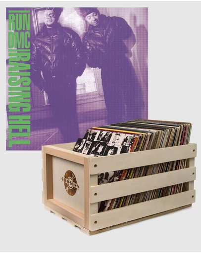 Sony Music - Crosley Record Storage Crate Run DMC Raising Hell Vinyl Album Bundle
