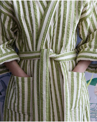 Mosey Me - Seersucker Stripe Quilted Robe