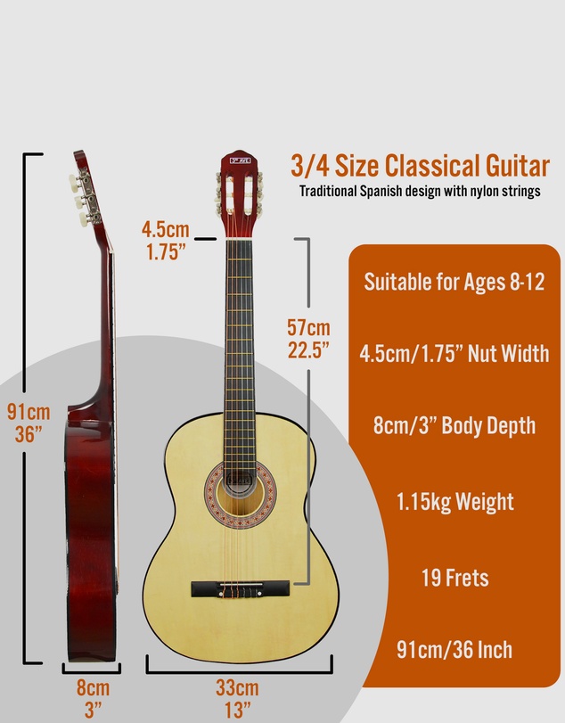 iWorld - 3rd Avenue 3/4 Size Classical Guitar Pack - Natural