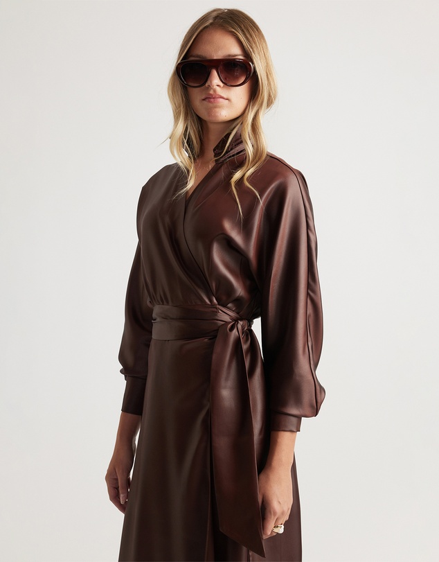 Decjuba - Bree Satin Wrap Maxi Dress